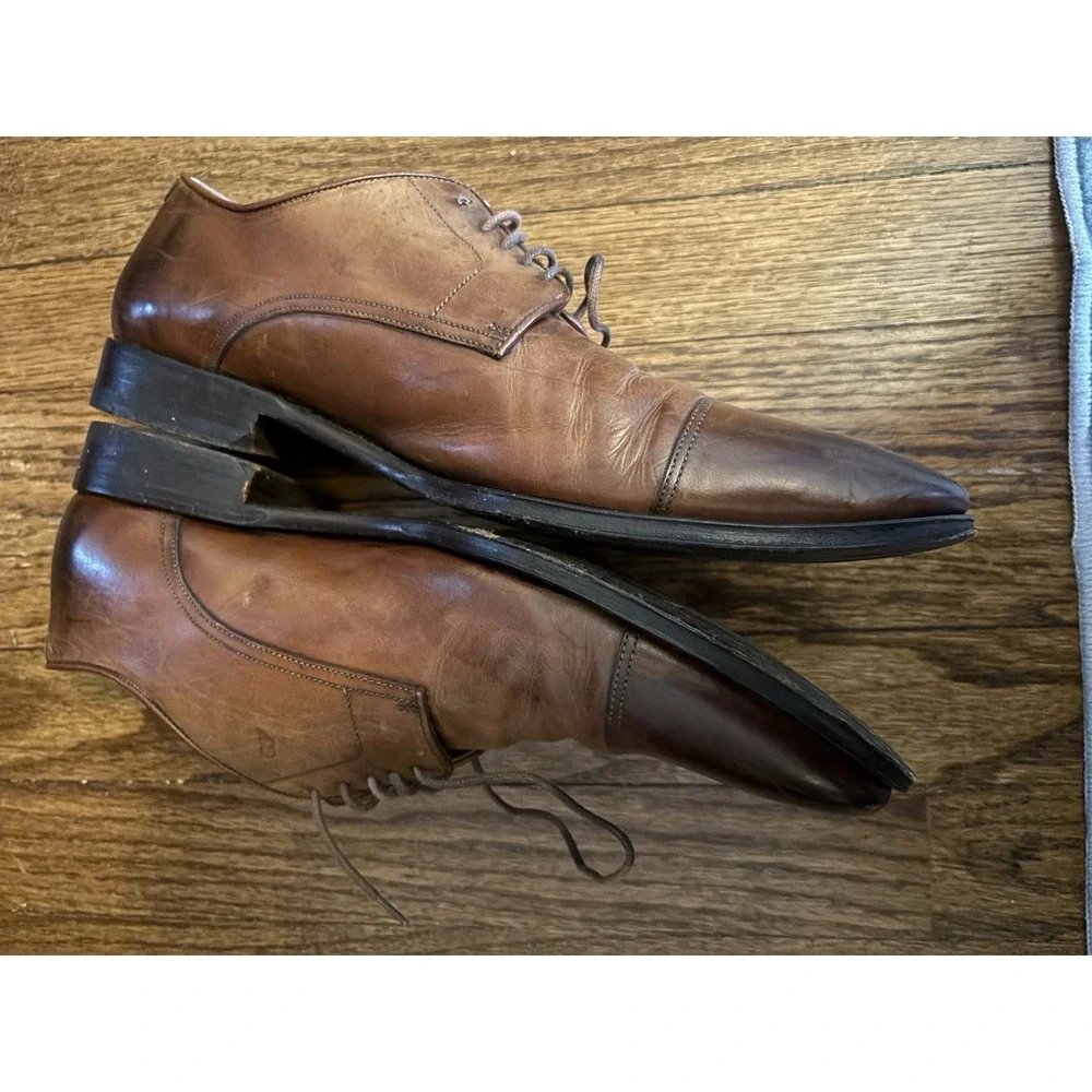 Suitsupply Mens Brown Leather Cap Toe Derby Shoes Made in Italy Size‎ 39 EU 6 US